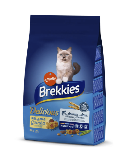 Brekkies Excel Delicious Cibo Per Gatti Con Salmone E Tonno, Verdure E Cereali 3 Brekkies Excel Delicious Cibo Per Gatti Con Salmone E Tonno, Verdure E Cereali